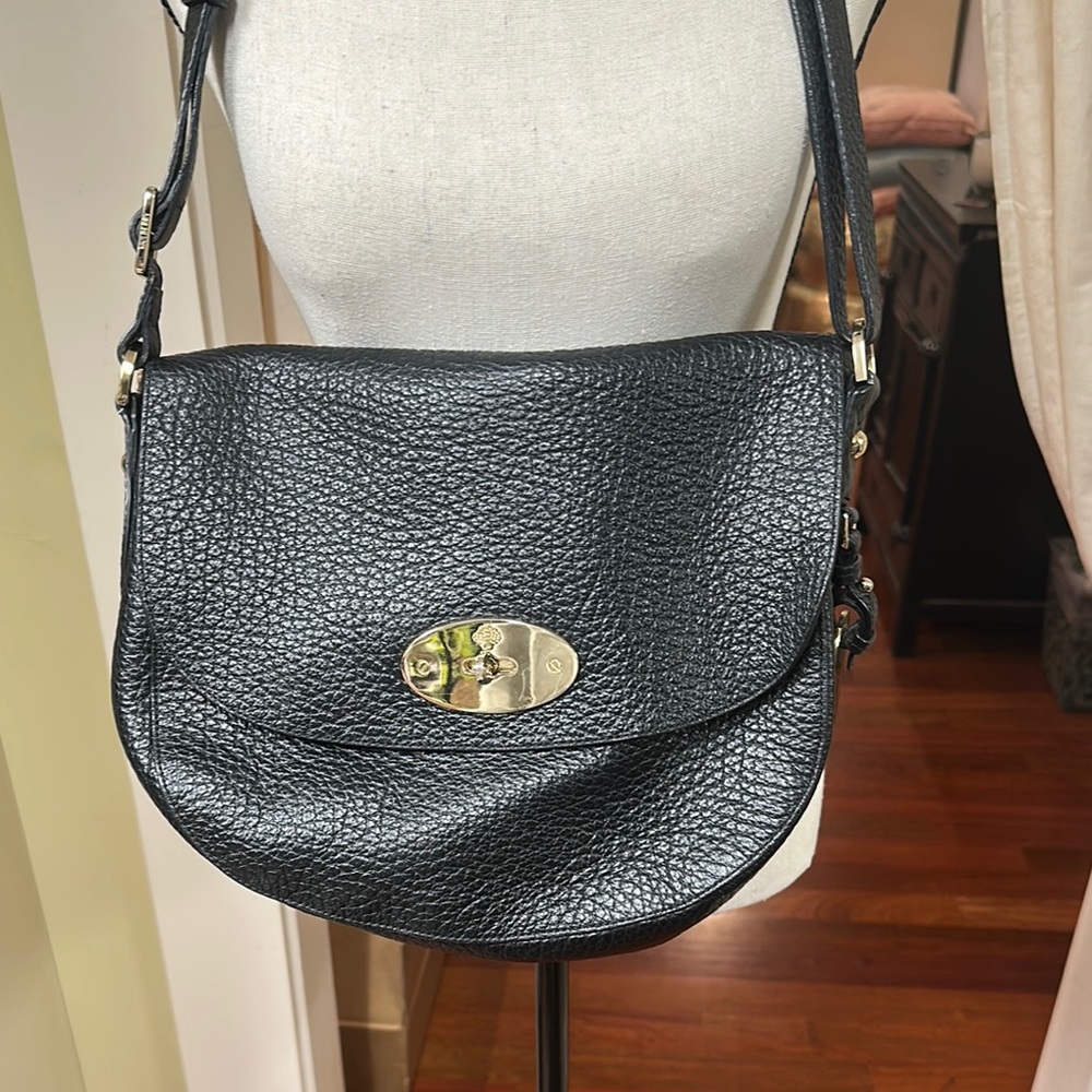 Mulberry Black Pebbled Leather Shoulder Bag with Gold Hardware